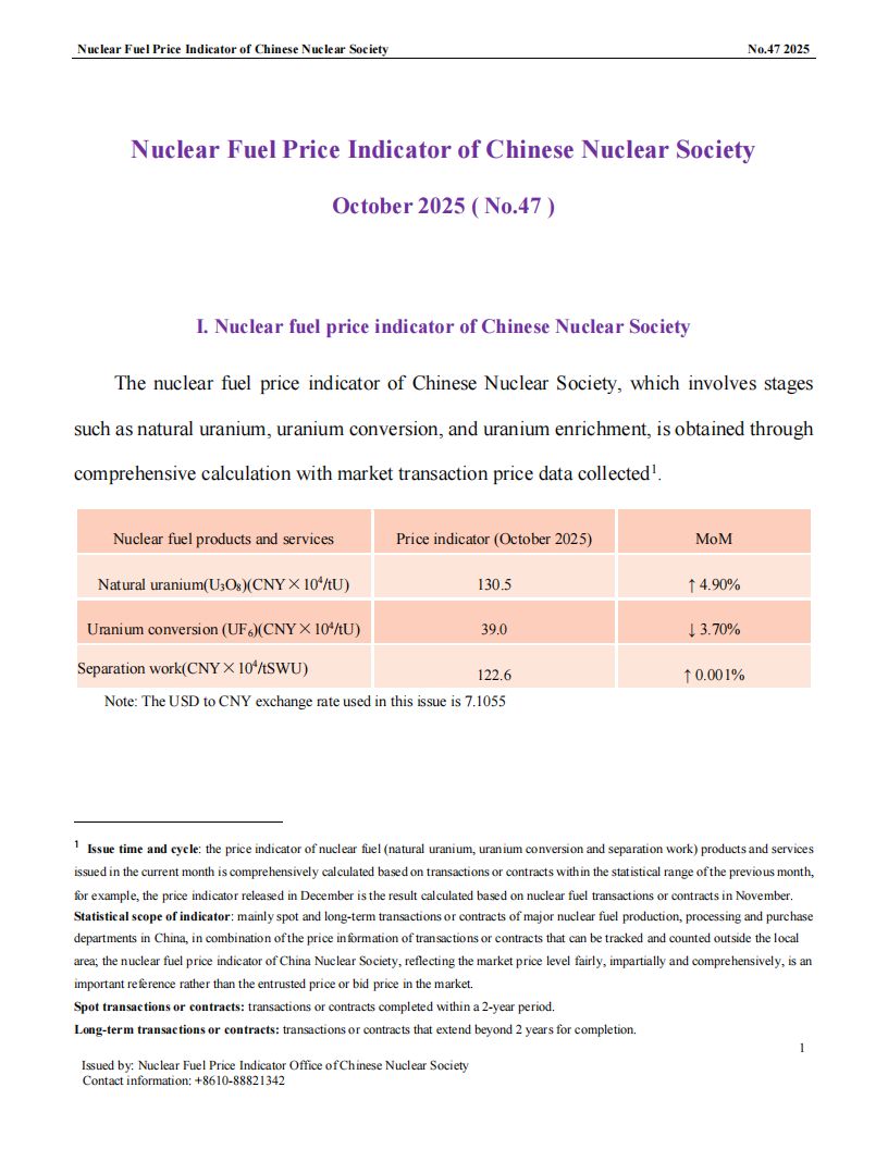 中国核学会核燃料价格指数（2025年10月,总第47期）_EN_01.png